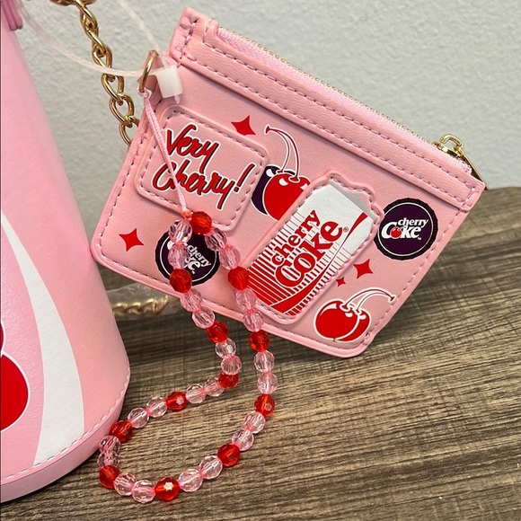 Coca-Cola Skinnydip | Pink Iridescent Cherry 🍒 Coke Can Crossbody Bag w/ Wallet - Picture 5 of 11